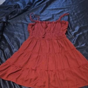 Trixxi Girls' Casual Ruffled Dress in Deep Red